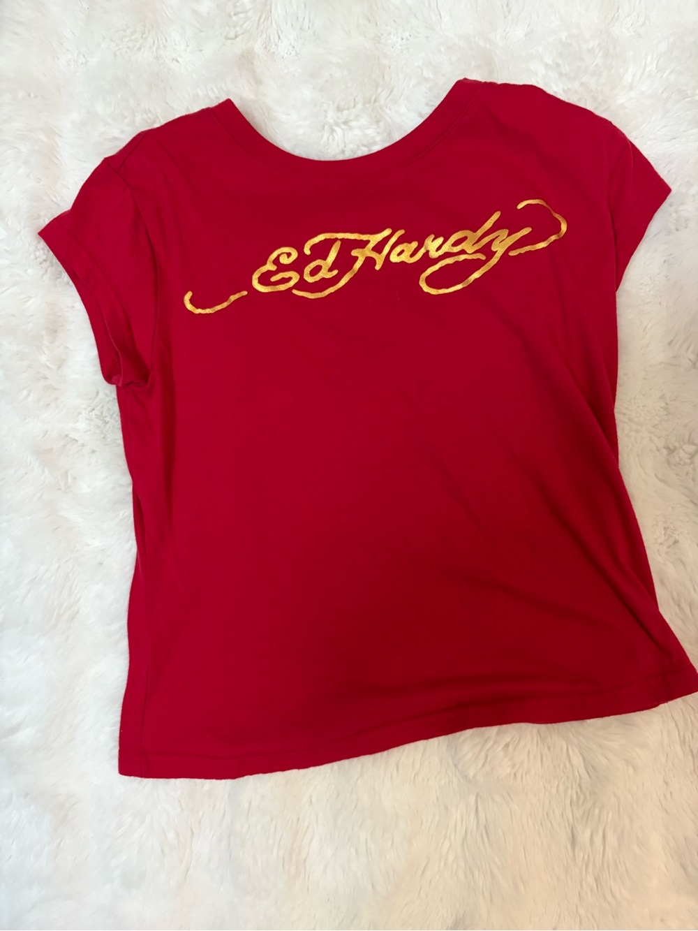 Ed Hardy Red Tee with Gold